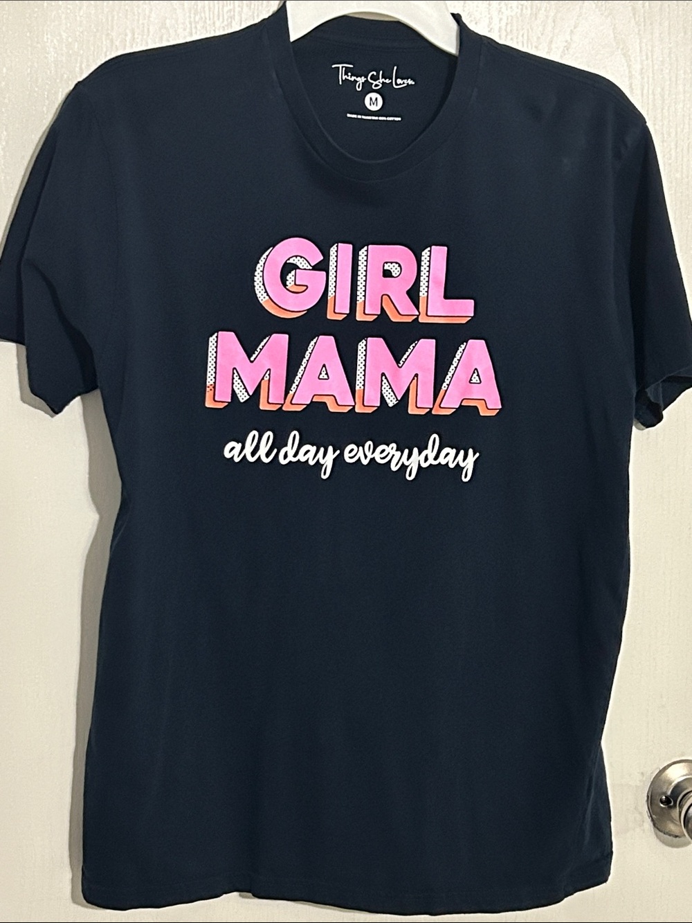 'Girl Mama' Short Sleeve Tee - Black with Pink Print